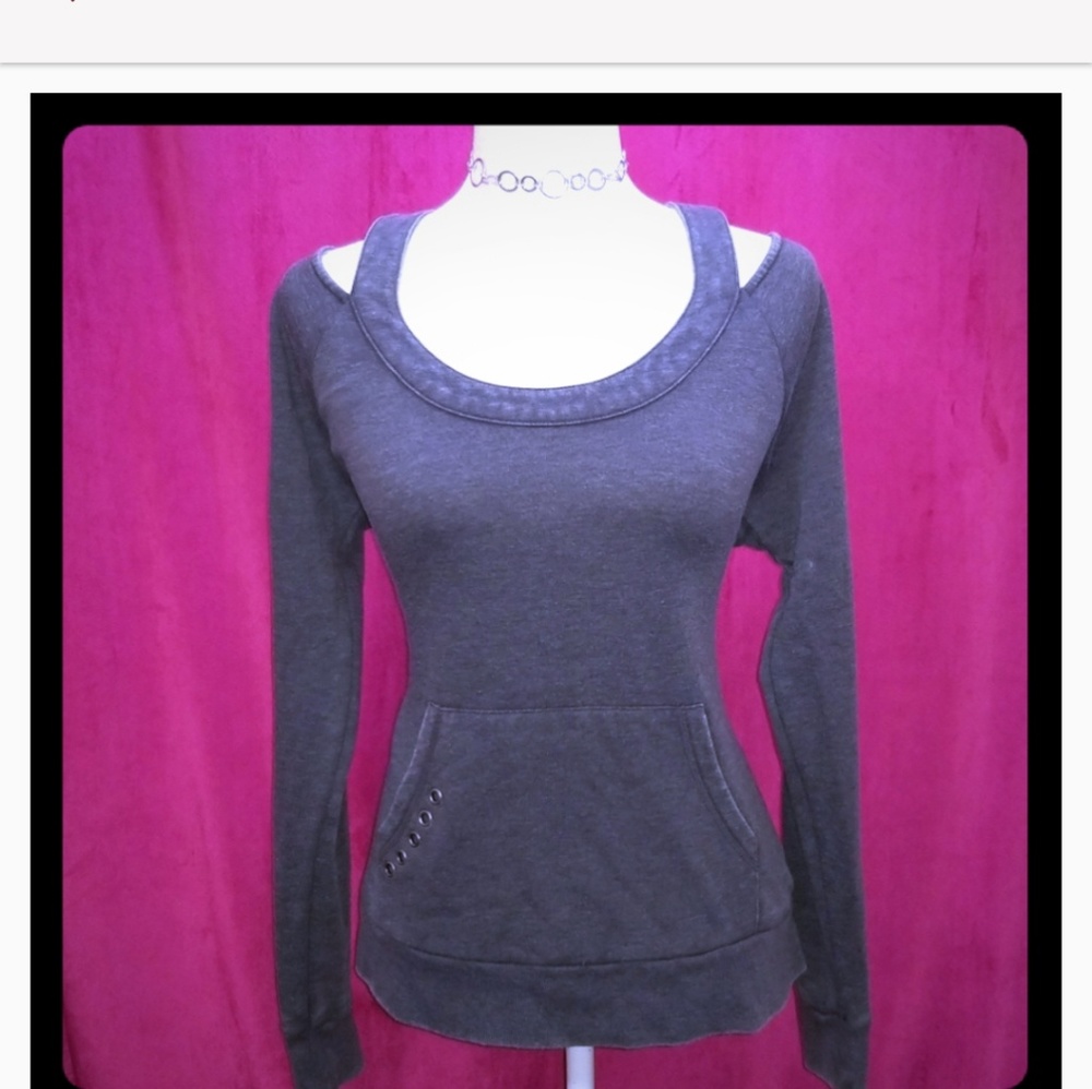 Gray Cold Shoulder Sweatshirt